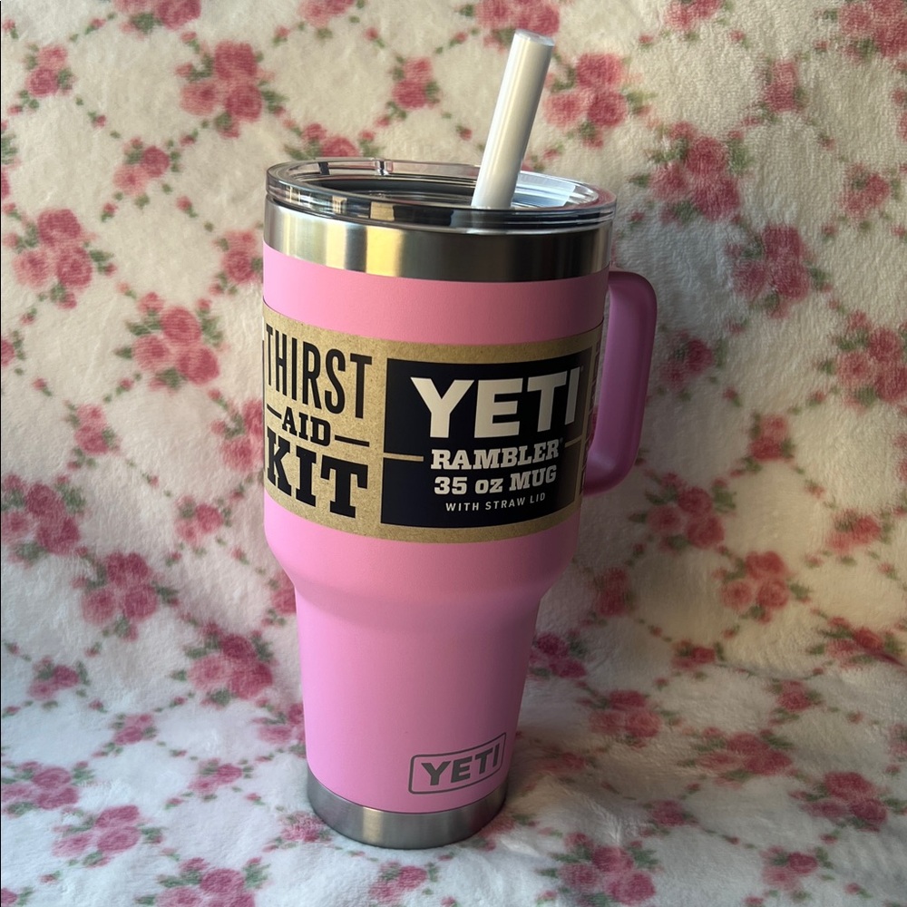 YETI Rambler 35 oz mug with straw lid in Power Pink